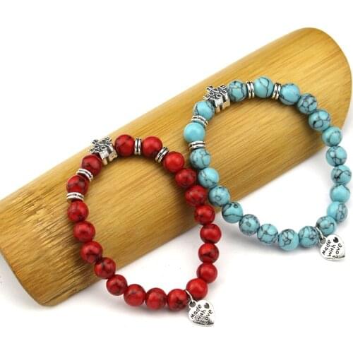 Fashion Valentines Day Natural Stone Beads Bracelet Jewelry Pendant antique Woman Girl jewelry bracelets Gifts