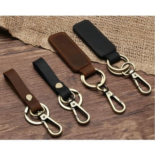 Crazy Horse Leather Keychain Genuine Leather Key Holder Housekeeper