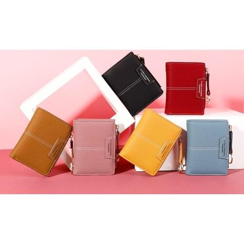 Brand Yellow Women Wallet Soft PU Leather Female Purse Mini Hasp Card Holder Coin Short Wallets Slim Small Purse Zipper