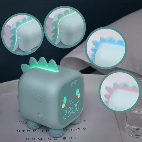 Dinosaur Alarm Clock Cute Temperature System LED Digital Display Voice Control Time Desktop Clock Children Sleep Night Light