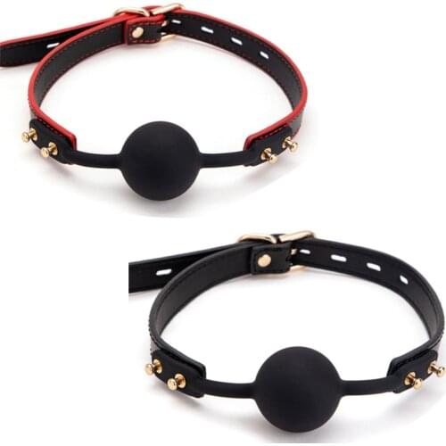 Blackwolf full silicone ball gag bondage open mouth gags buckle leather strap oral fixation sex toy for couples adult bdsm game