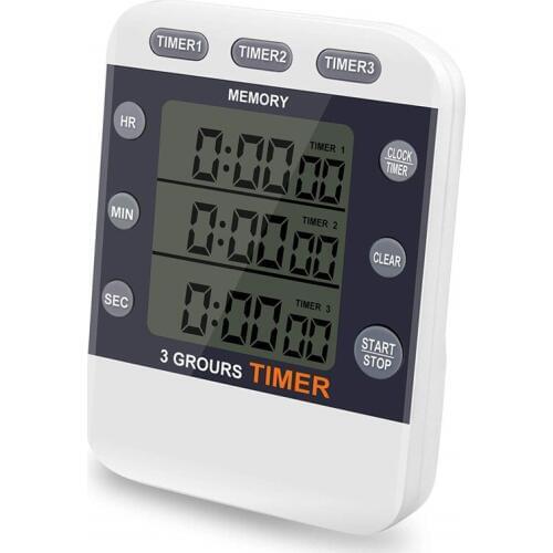 Digital Timer 99 Hour TripleCount Down/Up Clock Timer Kitchen Cooking Timer with Large LCD Display Loud Alarm Magnet Bracket