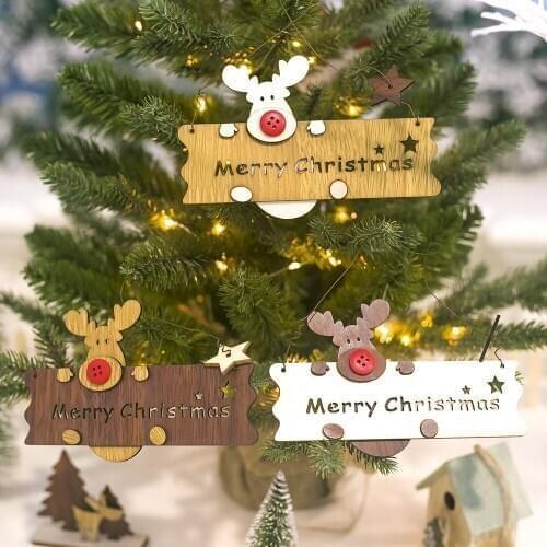 Wooden Christmas Elk Pendant Christmas Hanging Board Christmas Listings Decoration Home Decor