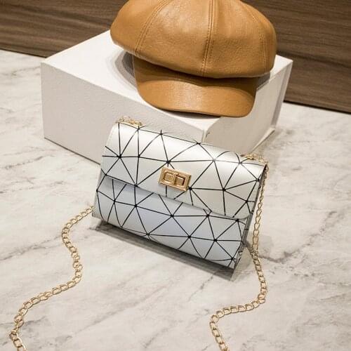 Wild Crossbody Bag Diamond Lattice Women Fashionable Shoulder Bags New Female Messenger Bag Handbag Chain Wild Crack Printing