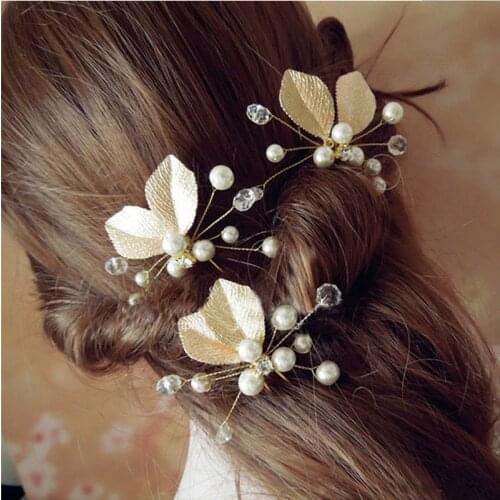 3pcs Hot Sale Elegant Bridal Pearl Handmade Flower Beautiful Crystal Hair Accessories Wedding Hair Pins Bridesmaid Bridal Decor