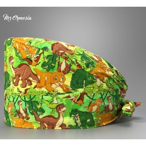 Cotton Breathable Multicolor Printing Hospital Surgical Hat Male and Female Beautician Scrub Cap Pet Clinic Doctor Working Hats
