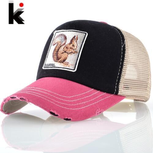 Summer Breathable Mesh Casquette Squirrel Embroidery Patch Baseball Caps Men Women Snapback Drake Bone Masculino Trucker Cap