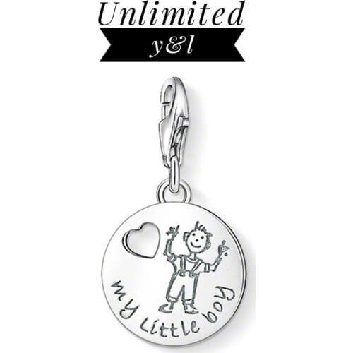 My Little Boy Heart Disc Charms for DIY Jewelry Making Thomas 925 Silver Love Jewelry Accessories Fit Bracelets Necklaces