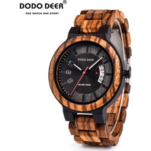 DODO DEER Relogio Masculino Wooden Watch Men Luxury Date Display Wood Quartz Watches Mens Noctilucent watch Gift Box OEM C07