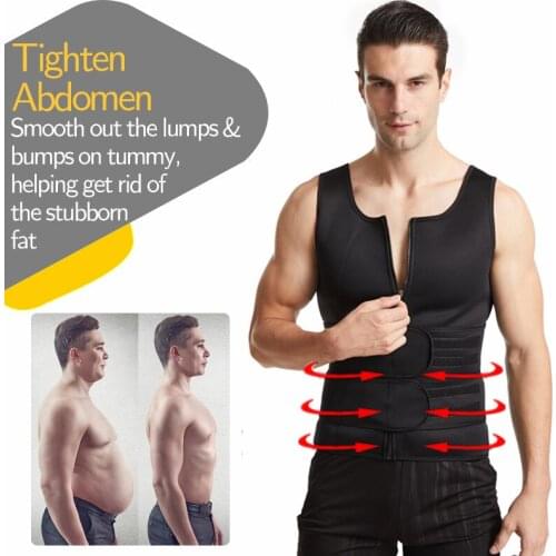 Neoprene Sweat Vest for Men Waist Trainer Vest Adjustable Workout Body Shaper with Zipper for Sauna Suit for Men Tops Shapewear