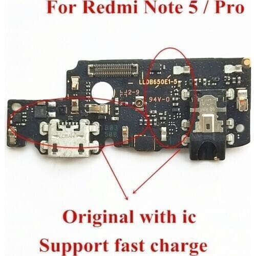 Original USB Charging Dock Connector Flex Cable Charging Port Board with Microphone for Xiaomi Redmi Note 5 Note 5 Pro