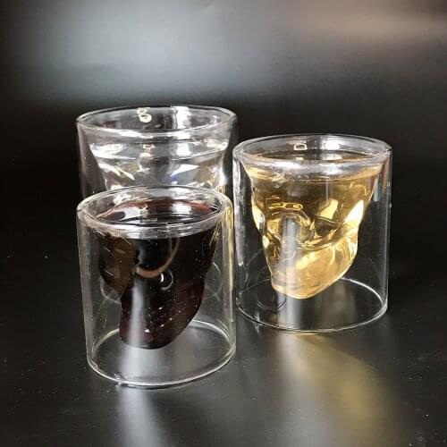 Pirates Skull Double Wall Glass Coffee Cups Transparent Beer Wine Drinkware