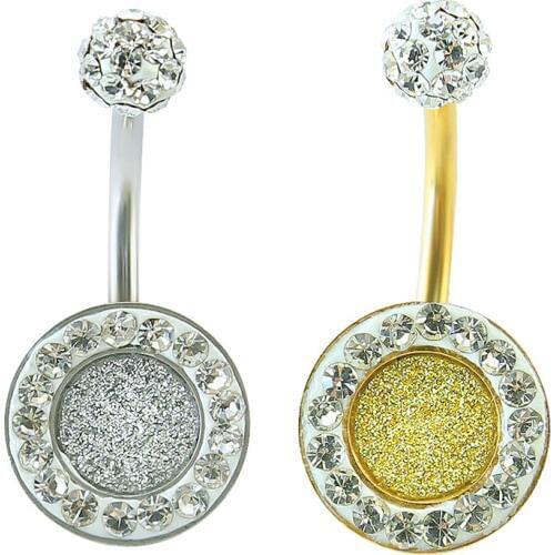 Piercing navel crystal navel belly button ring barbell rhinestone piercing industrial gold surgical steel navel belly women fake