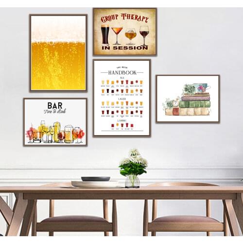The Beer Handbook Poster Art Prints Kitchen Wall Decor , Beer Guide Chart Canvas Painting Wall Art Picture Restaurant Bar Decor