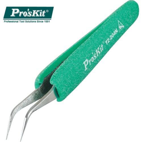 Proskit TZ-204N Antistatic Elbow Tweezers ESD Stainless Steel Antimagnetic Electronic Fixture Multi-Purpose Repair Hand Tools