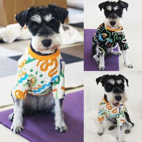 Pet Shirt Graffiti Design Breathable Cotton Pet Two-legged Shirt for Spring