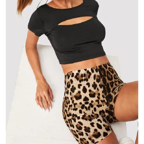 Fashion Leopard Print Women Shorts Casual Snake Print Fitness Short For Lady Women High Waist Casual Biker short femme