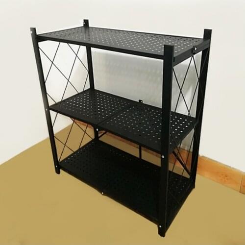 No installation of mobile microwave oven storage rack folding floor multilayer storage rack kitchen folding shelf