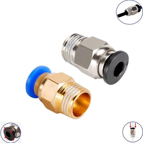MEGA 5pcs Pneumatic Connectors PC4-01 Fast fitting Remote Bowden V5 V6 3D Printers Parts For Feeding Filament 1.75mm 2*4mm Pipe