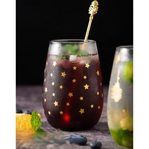 Ins Star Glass big belly cup creative heat resistant lovely girl transparent juice milk breakfast tea cup household