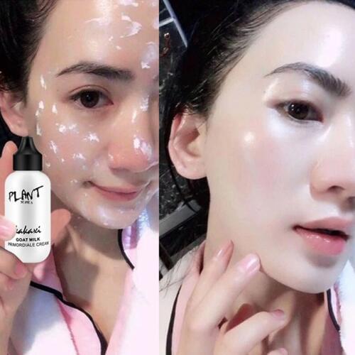 Hot Lazy Women Face Foundation Cream Goat Milk Revitalizing Full Coverage Waterproof Makeup Base Brighten Cover Dark Circles