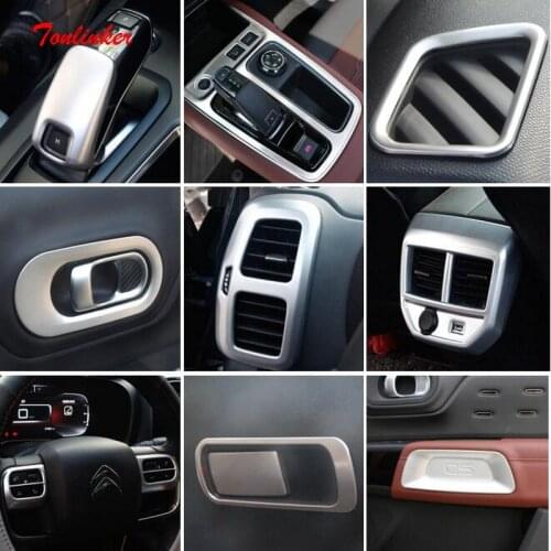 Tonlinker Interior Moulding Parts Panel Cover Sticker For Citroen C5 Aircross 2017-21 Car Styling 1/4 PCS ABS/Metal Silver Matte