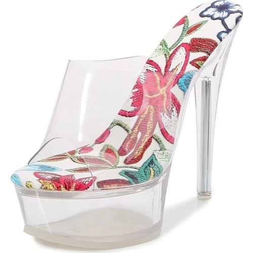 Open Toe Sexy Wedding Women High Heels Shoes Summer Fashion Clear Platform Pumps PVC Transparent Crystal Stiletto Sandals
