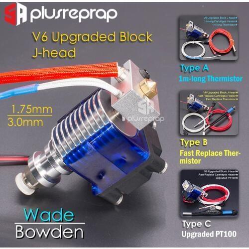 V6 J-head 12V 24V All metal Hotend Wade or Bowden Extruder Heater Thermistor Fan Nozzle Heat sink for 1.75/ 3mm 3D Printer Part