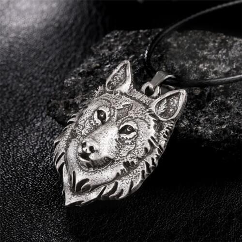 Vintage Creative Tibetan Silver Wolf Head Pendant Necklace Power Norse Viking Amulet Necklaces For Men Women Fashion Jewelry