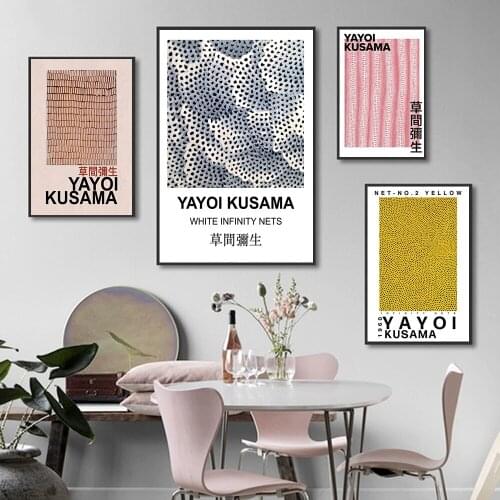Japanese Artist Yayoi Kusama Exhibition Posters Prints Infinity Dots Abstract Painting Canvas Wall Art Pictures Readroom Decor