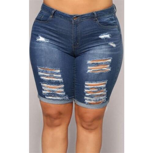 Women Summer Hollow Out Denim Shorts Fashion Slim Hollow Out Denim Shorts Pants Casual Skinny Hole Jeans Plus Size Shorts Jeans