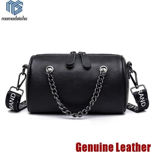 Genuine Leather Crossbody Bags For Women 2021 Lady Fashion Branded Trending Shoulder Purses And Handbags Simple Black