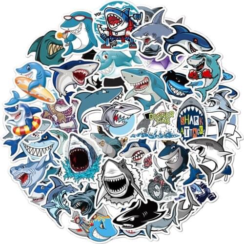 10/30/50PCS Horror Shark Cartoon Sticker Scooter Suitcase Waterproof Guitar Graffiti Decoration Toy Wholesale