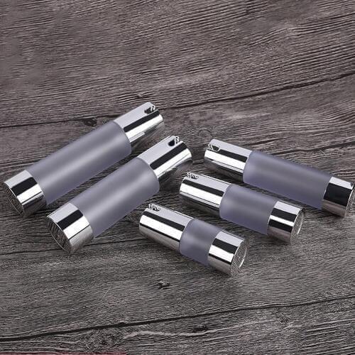 15ml 30ml 50ml Portable Empty Airless Pump Bottles Frosted Silver Mini Vacuum Cosmetic Lotion Treatment Travel Containers 10pcs