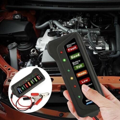 12V Battery Tester Battery tester Car Battery Tester Digital Alternator Tester 6 LED Lights Display Car Diagnostic Tool