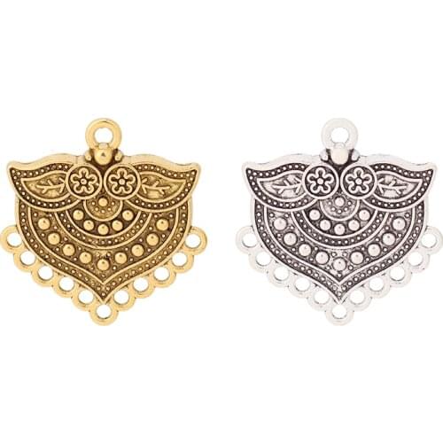 20 x Antique Gold/Silver Color Boho Chandelier Earring Connectors Charms Pendants for DIY Jewelry Making 29x28mm