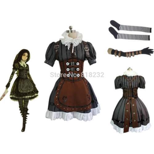Alice Madness Returns Alice Maid Apron Dress Uniform Outfit Cosplay Costumes