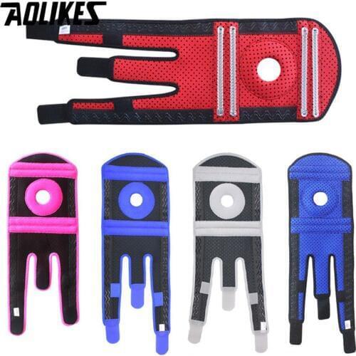 AOLIKES 1PCS Mountaineering Knee Pad with 4 Springs Support Cycling Knee Protector Mountain Bike Sports Safety Kneepad Brace