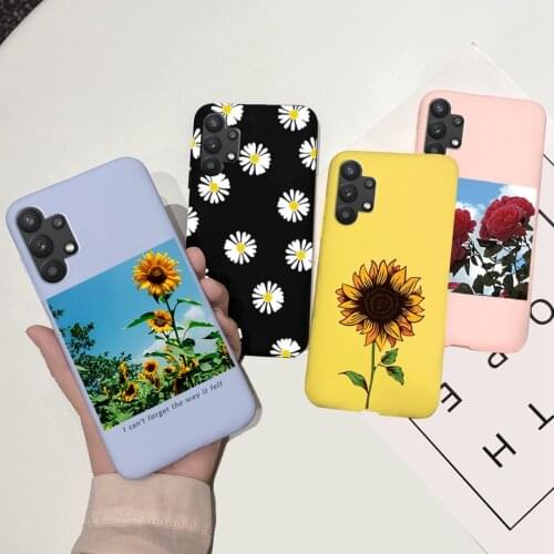For Samsung Galaxy A32 Case Beauty Sunflower Realistic Butterflies Fundas Coque For Samsung A32 A 32 4G Cover A325F Bumper 6.4"