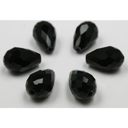 Approx 30Pcs/lot Black 5500 Faceted 10x15mm Teardrop Crystal Glass Quartz Drop Beads CN-BBA013-75