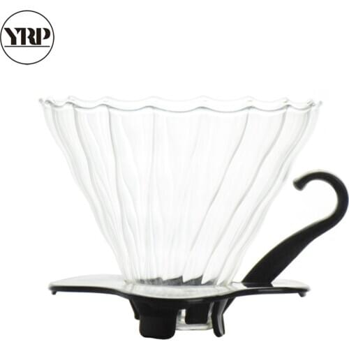 Black V60 Heat-resistant Glass Permanent Coffee Maker Filter Holder Coffee Dripper Reusable Strainer Tea Leaf Filters