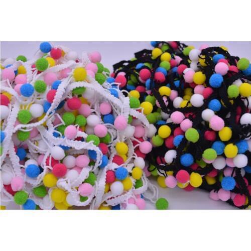 2CM Colorful ball DIY decoration Clothing accessories Pompom ball Ribbon Trim Bobble Braid Christmas lace decoration 25YD/lot