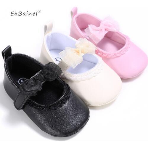 E&Bainel Newborn Baby Girls Shoes PU Leather First Walkers Shoes Black Pink White Baby Shoes