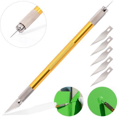 EHDIS 2 In 1 Window Foil Tint Craft Cutting Knife Pen With Spare Metal Blade Car Vinyl Film Cutter Wrap Air Sticker Remover Tool