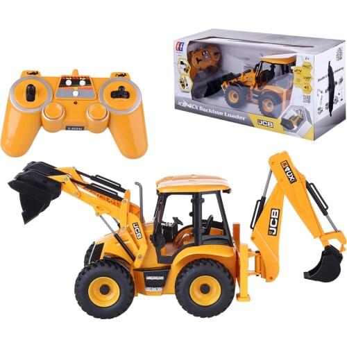 1:20 2.4G Remote Control Backhoe Loader Two-Way Forklift Truck Engineering Vehicle Model For Children Kids Educational Toys Gift