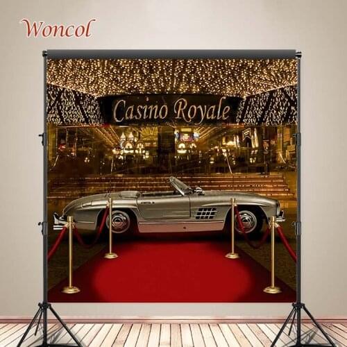 Wonco Casino Royale Photography Backgrounds Happy Birthday Photo Backdrops Red Carpet Golden Car Photo Booth Props