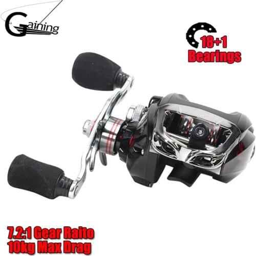 Baitcasting Reel High Speed 7.2:1 Gear Ratio 18+1BB Fresh/Saltwater Magnetic Brake/Centrifugal System Ultralight Fishing Reel