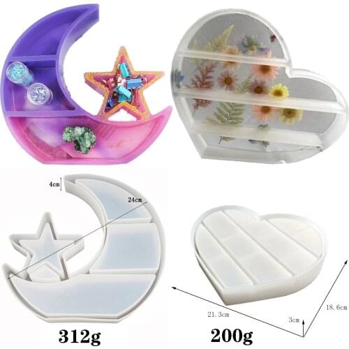 Moon Heart Shape Storage Box Silicone Mould for Diy Handmade Jewelry Storage Shelf Plaster Concrete Uv Epoxy Resin Mold