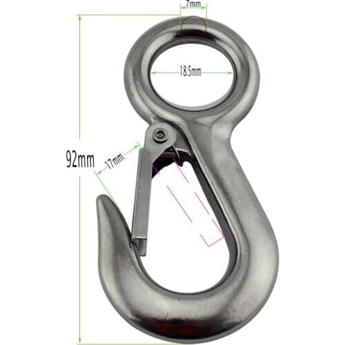 Stainless Large Eye Lifting Crane Snap Hooks Marine Heavy Duty Safety Working Load Limit of 200Kg Spring Cargo Hook 5pcs 92mm