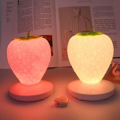 Fruit Lamp Little Strawberry LED Night Light Luminarias for Dinning Room Coffee Bar Lamp Decor USB Charge Dimmable Lighting Gift